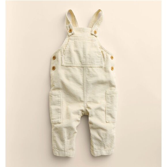 NWT!! 4T - Cream Corduroy Jumper/Overalls with Pockets Unisex - Picture 1 of 6